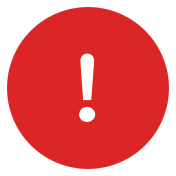 A red dot with an exclamation mark