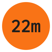 An orange dot reading 22m