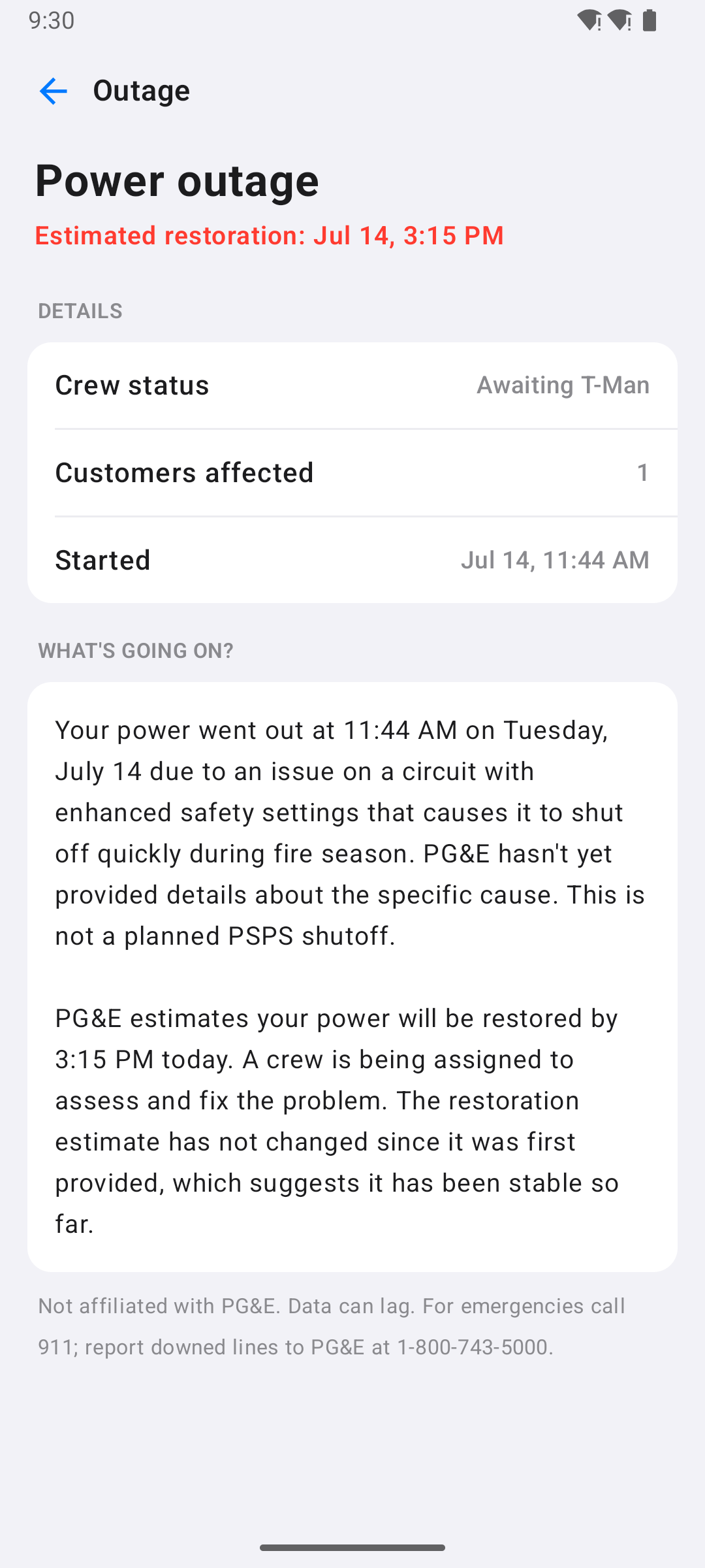 Plain-language explanation of an outage